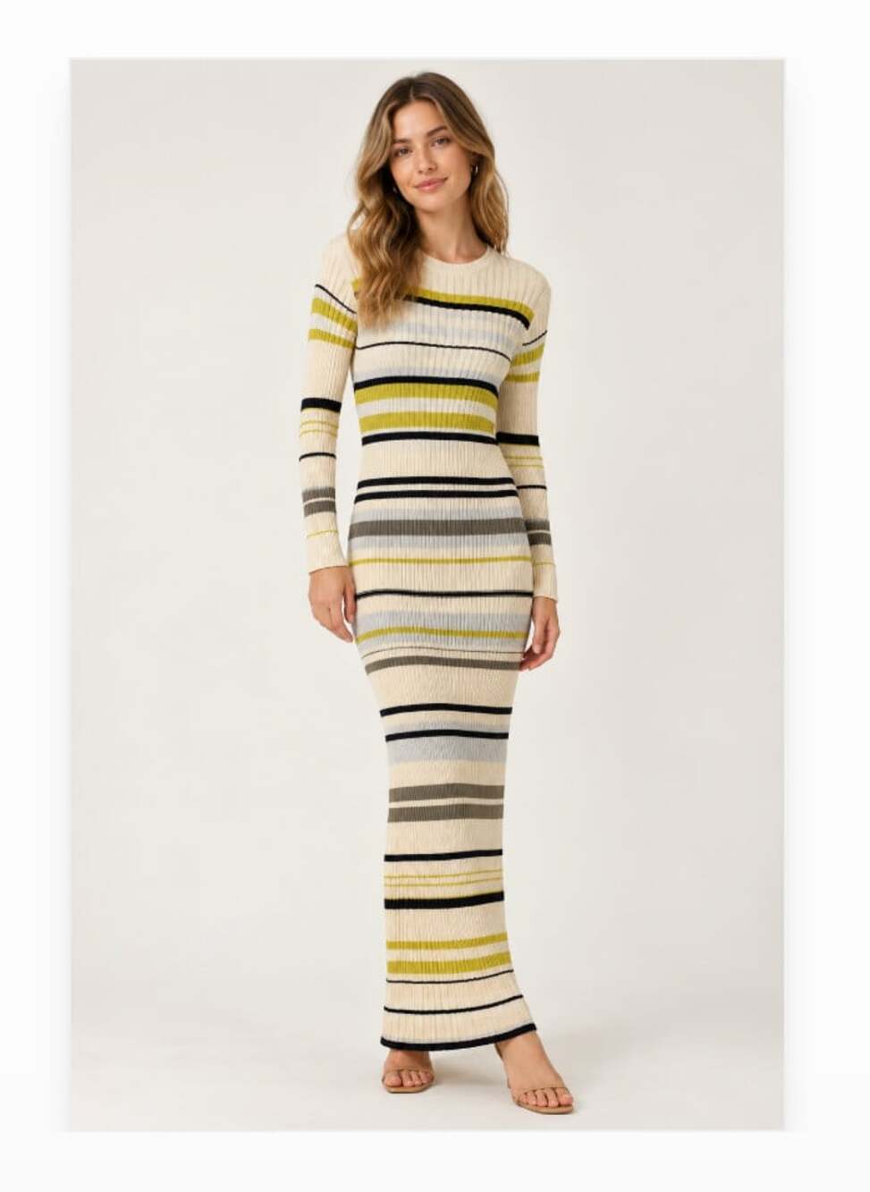 James Perse Sweater Dress Womens M Multicolor Stripe Knit Long Sleeve Bodycon